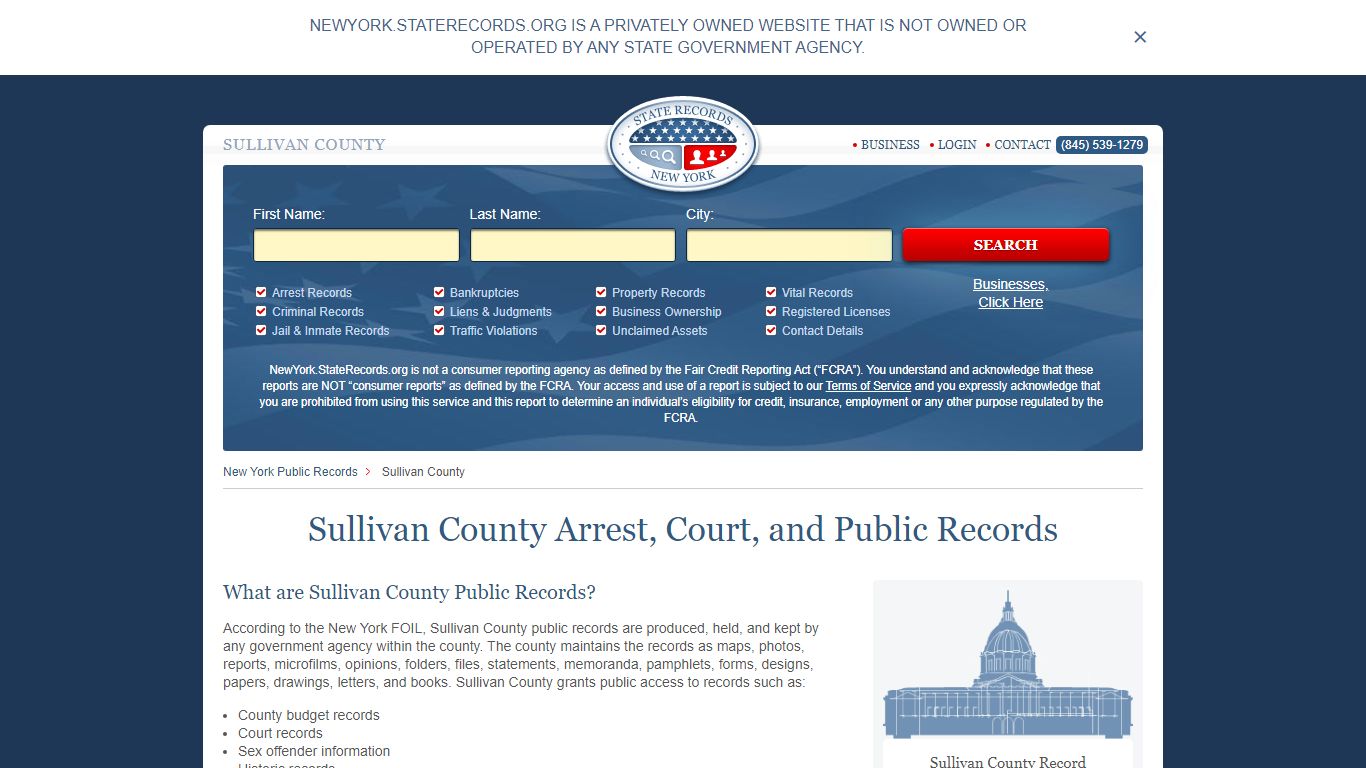 Sullivan County Arrest, Court, and Public Records