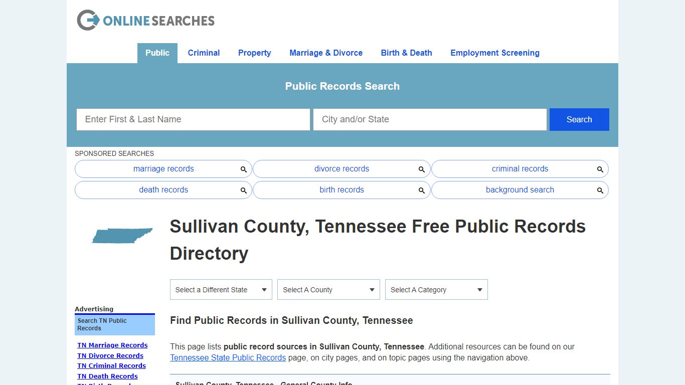 Sullivan County, Tennessee Public Records Directory