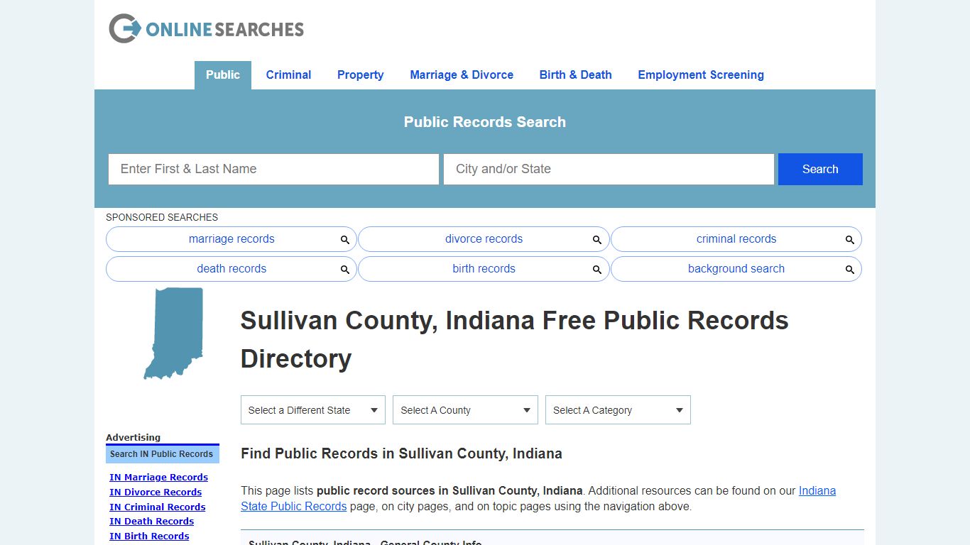 Sullivan County, Indiana Public Records Directory